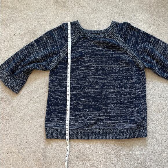 Massimo Dutti 3/4 Sleeve Sweater Split Back Size M Navy White Coastal Fisherman - Picture 9 of 9